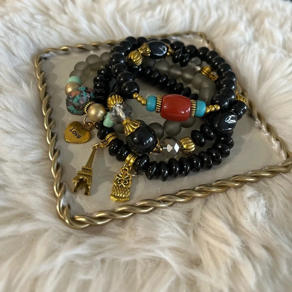 New Beaded Bohemian Stretch Bracelets (4pc) - Picture 5 of 5